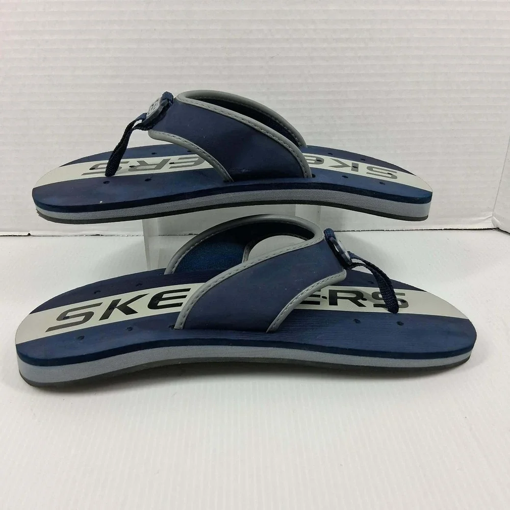 Skechers Sport H2O Mens Flip Flops Navy Blue Grey‎ Thong Sandals 50297 Size 9